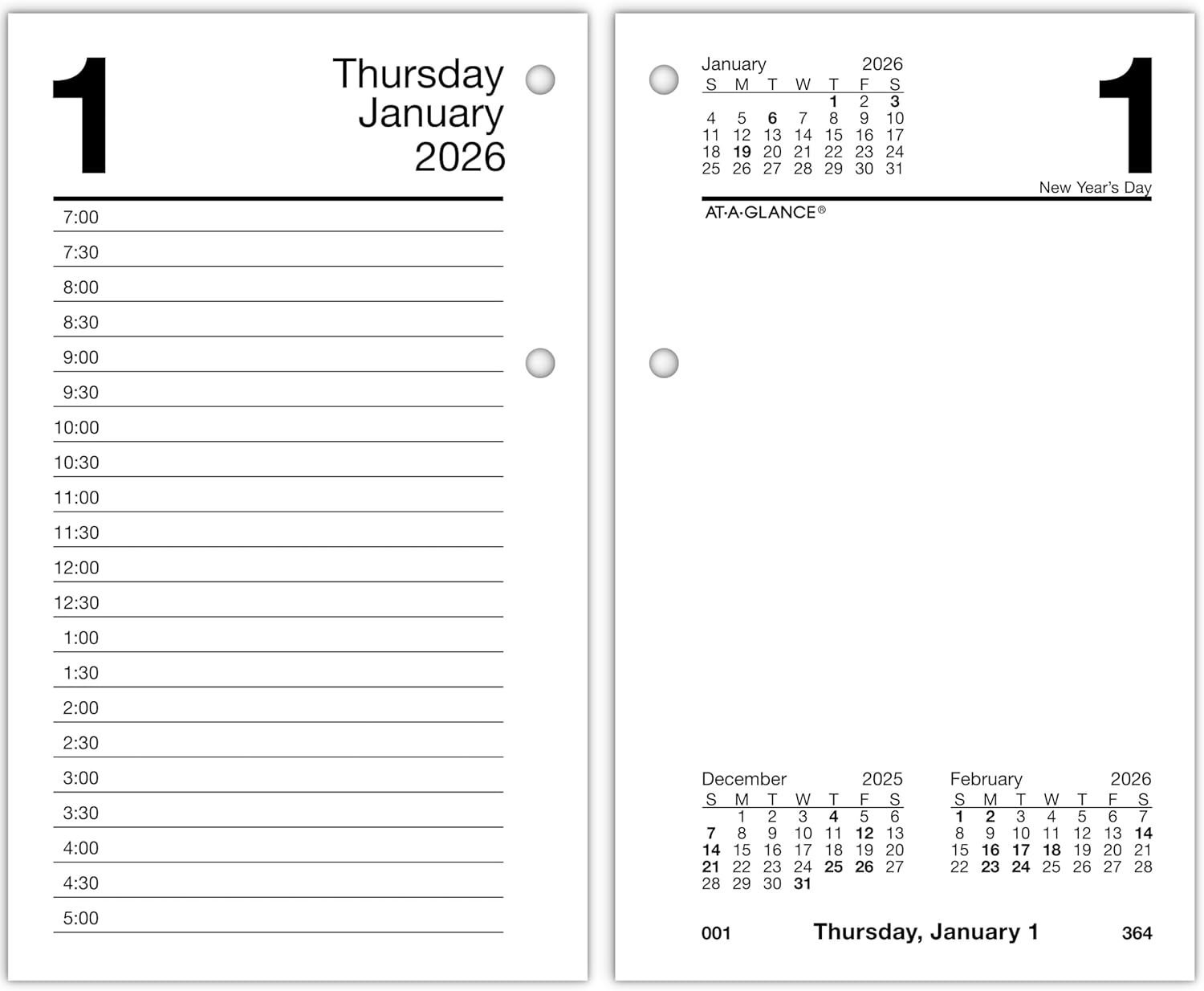 AT-A-GLANCE 2027 Desk Calendar Refill, Daily Desk Pad Refill, 3.5" x 6", Standard, Loose-Leaf, Recycled (E717R5027)