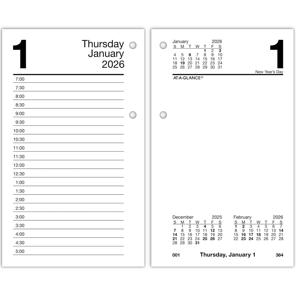 AT-A-GLANCE 2027 Desk Calendar Refill, Daily Desk Pad Refill, 3.5" x 6", Standard, Loose-Leaf, Recycled (E717R5027)