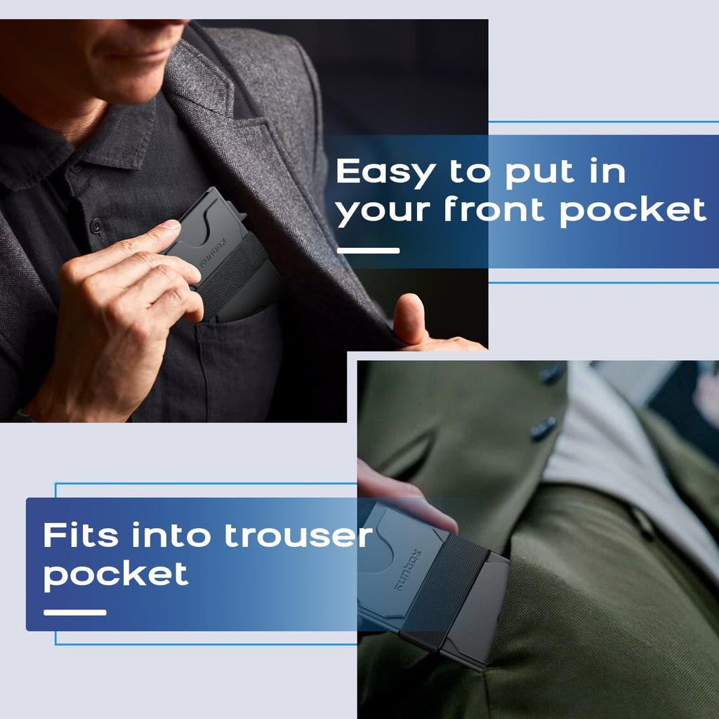 RUNBOX Slim Wallet for Men, RFID Aluminum Pop-Up Card Holder for 12 Cards