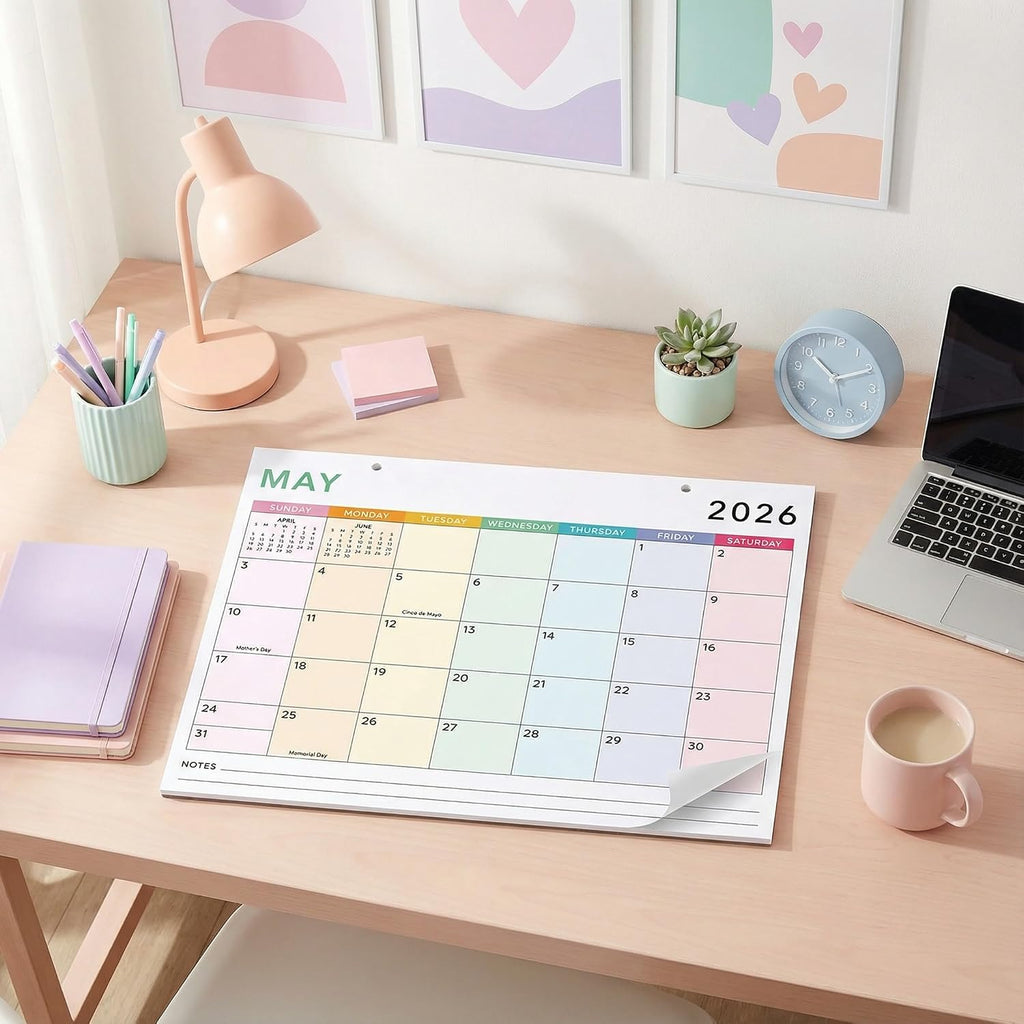 Colorful 2026 Desk Calendar - Runs From January 2026 Until July 2027