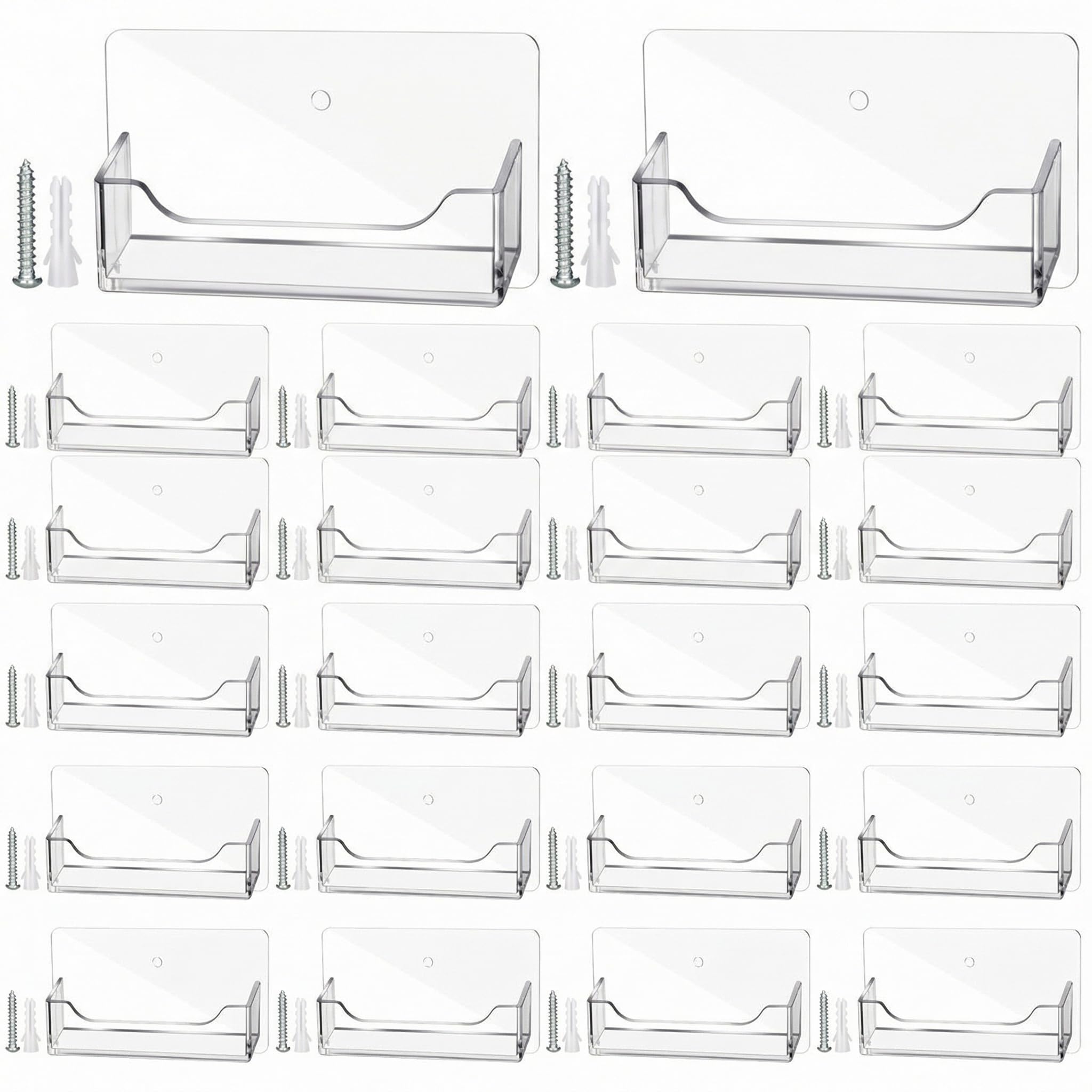 Wesiti 4 Pcs Individual Acrylic Business Card Holders, Wall & Desk Display