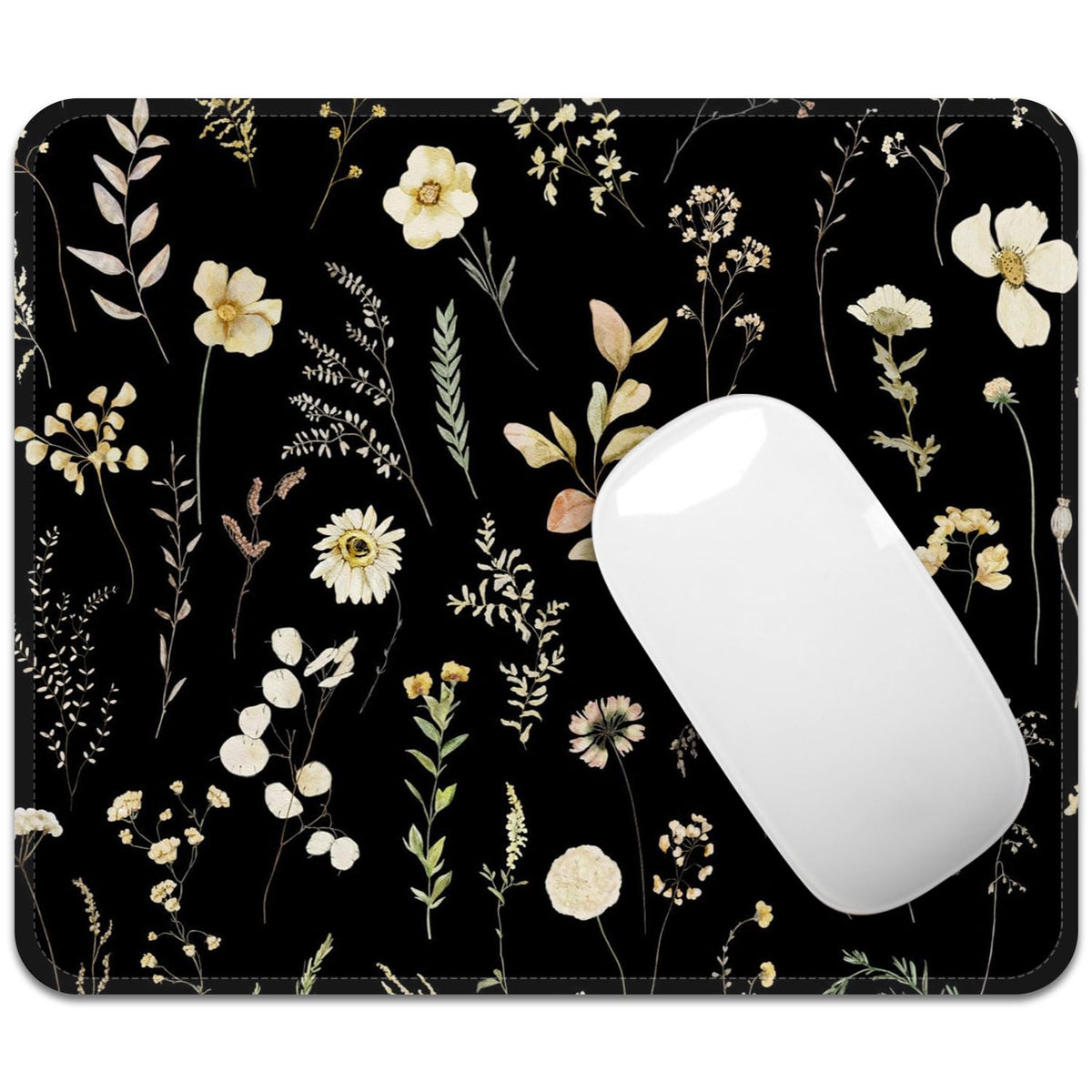 FROGIGO Mouse Pad with Stitched Edges - Cute Floral Mousepad for Women, 9.25 x 7.75 inch Washable Square Desk Pad, Non-Slip Rubber Base, Office Home Laptop Accessories - Vintage Garden