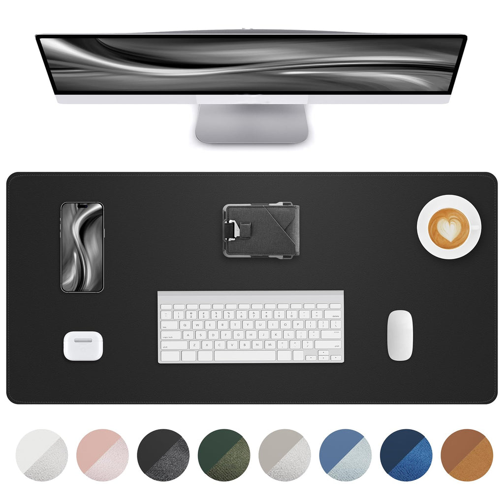 AFIING Large Desk Mat 55" x 24" - PU Leather Desk Pad Protector, Waterproof Non-Slip Extended Mouse Pad for Office Desk, Keyboard, Laptop and Home Workspace (Black)