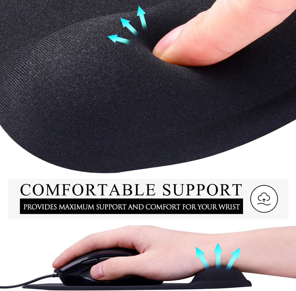 JIKIOU Ergonomic Mouse Pad with Gel Wrist Rest 2 Pack, Portable Small Black