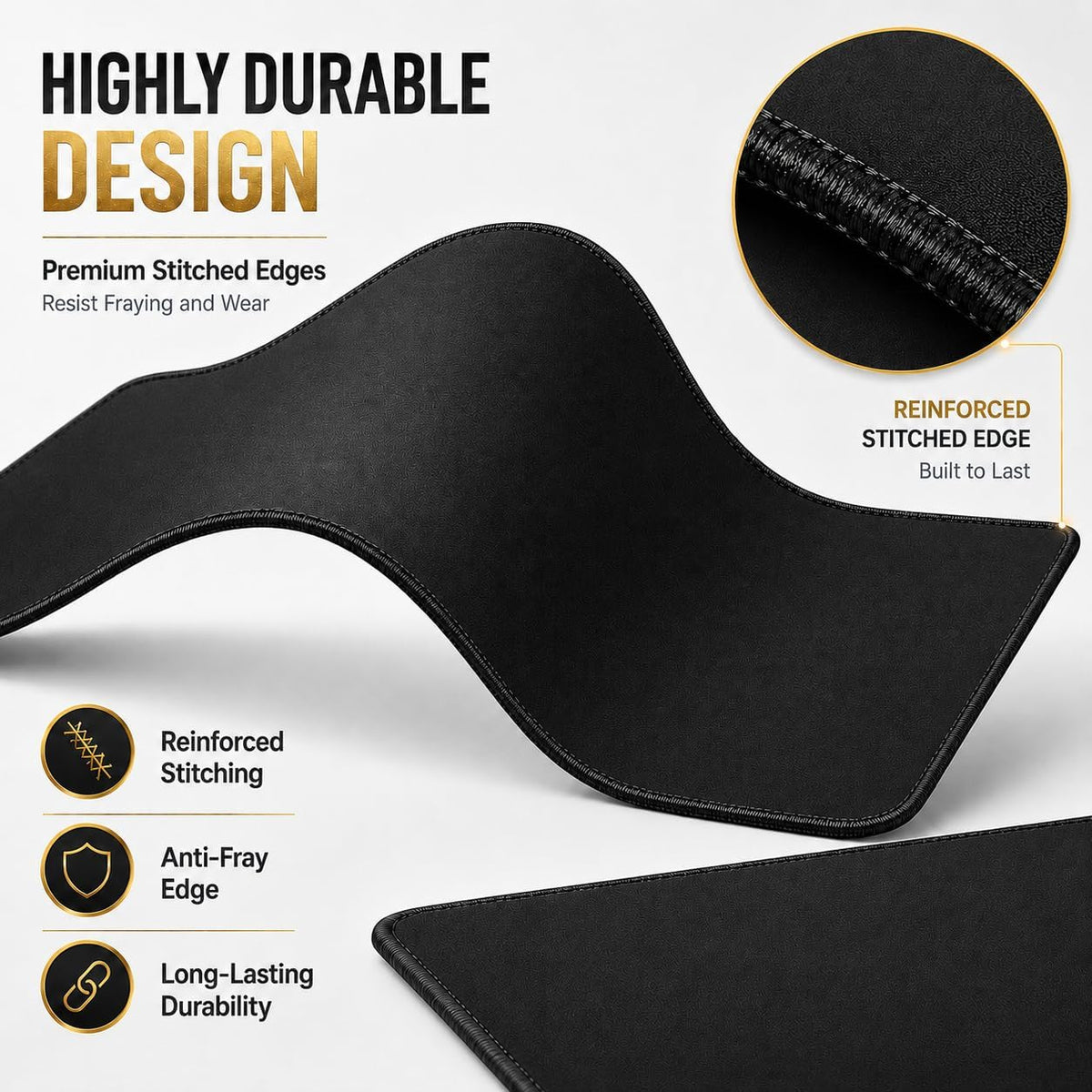 KTRIO Large Gaming Mouse Pad Desk Mat for Gamer, 31.5" x 11.8", Black, XL