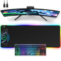 XXL Mouse Pad with Phone Holder - Black, RGB Desk Mat with 15W Fast Charging, LED Gaming Mousepad with 11 Light Colors, Waterproof Non-Slip Pad for Office & Home (Black with PD Adapter)