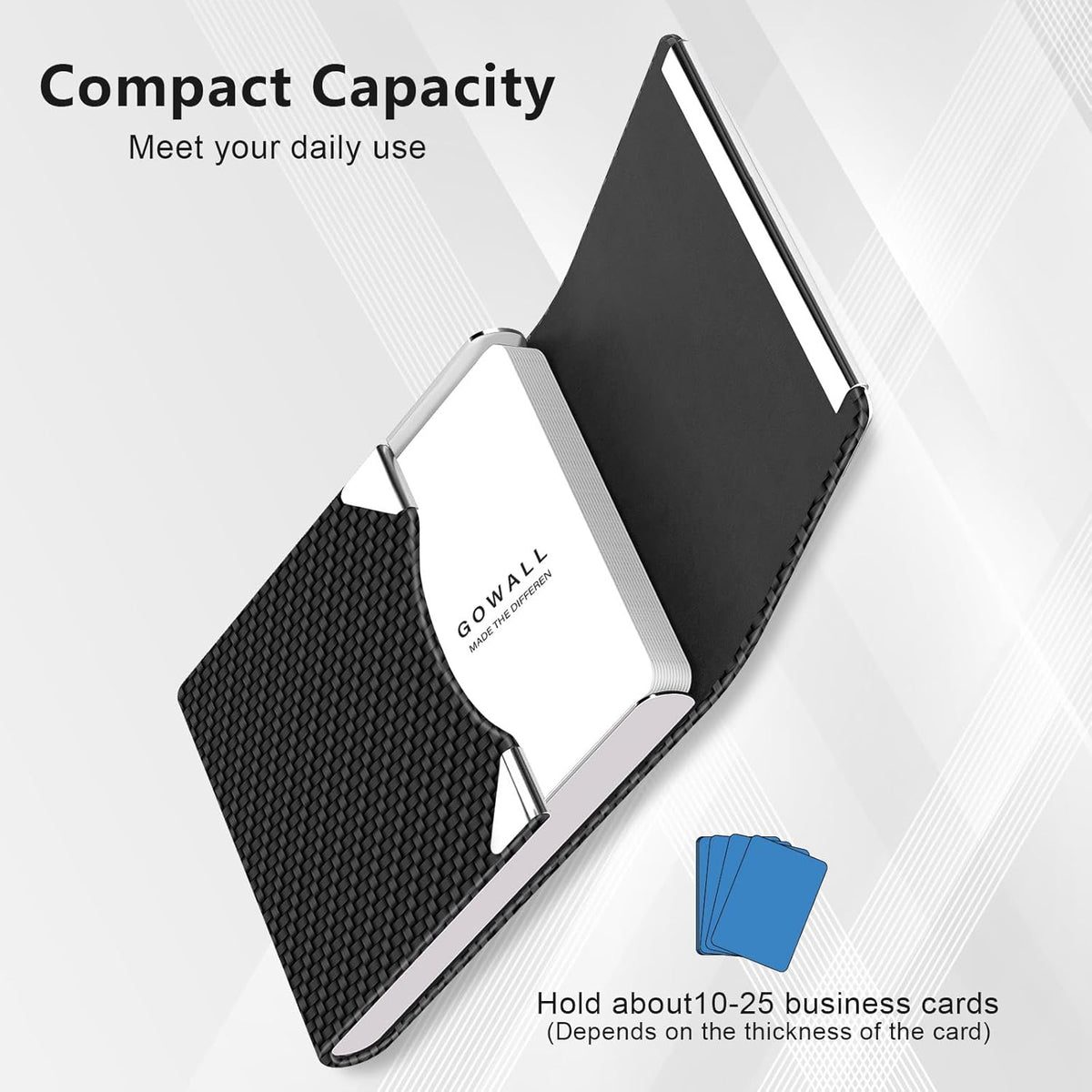 Black Carbon Business Card Holder with Magnetic Closure, Slim Metal PU Business Card Case for Men Women, 3.7 x 2.3 inches RFID Blocking Credit Cards Holder for Pocket or Bag Storage