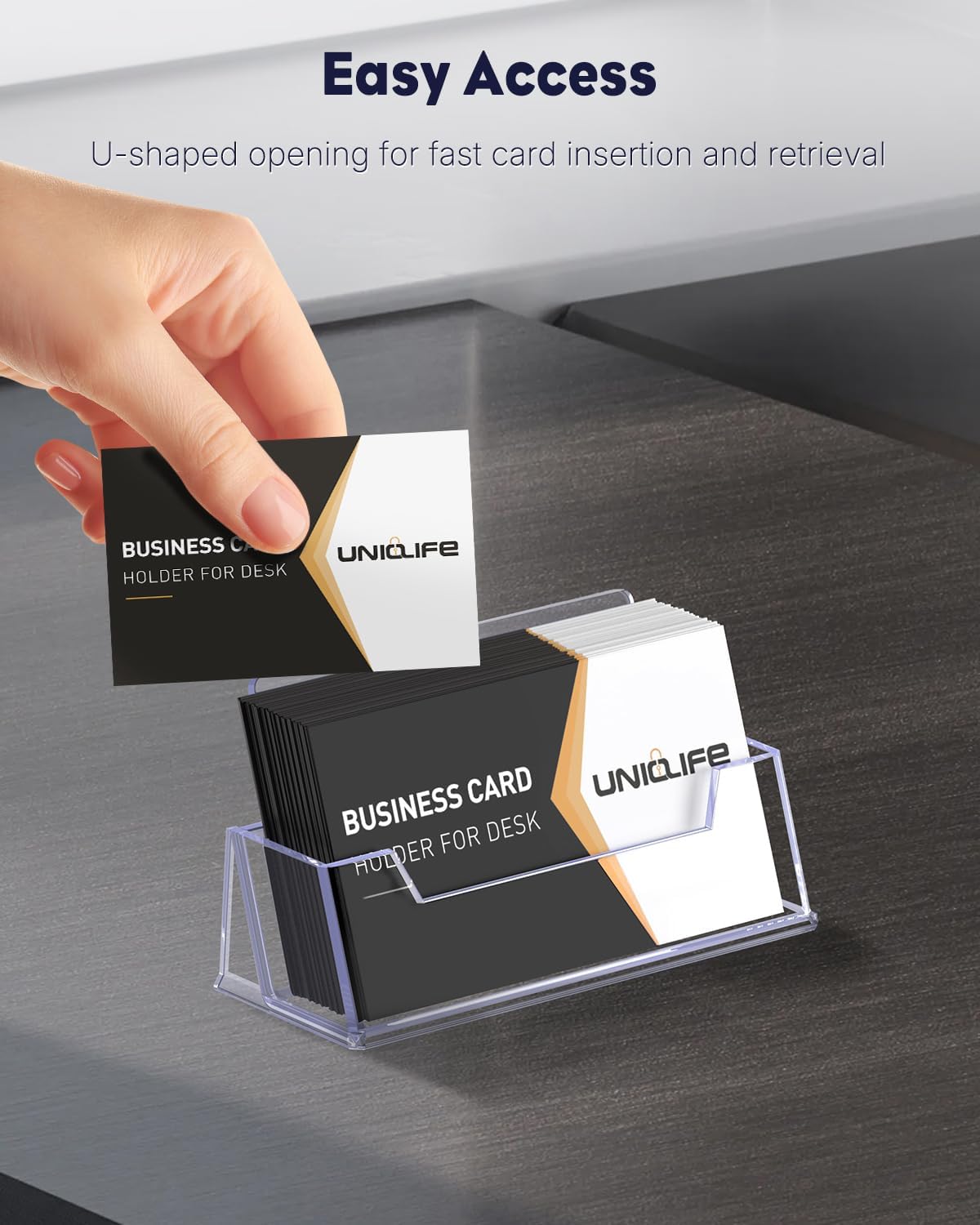 Uniclife 2 Pack Acrylic Business Card Holder for Desk, 60 Card Capacity