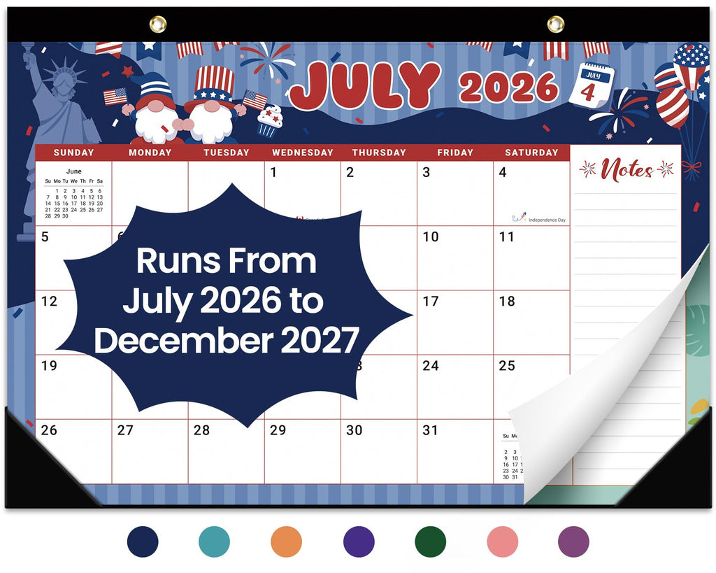 Taja Desk Calendar 2026-2027, Jul 2026-Dec 2027, 18-Month, 17" x 12"