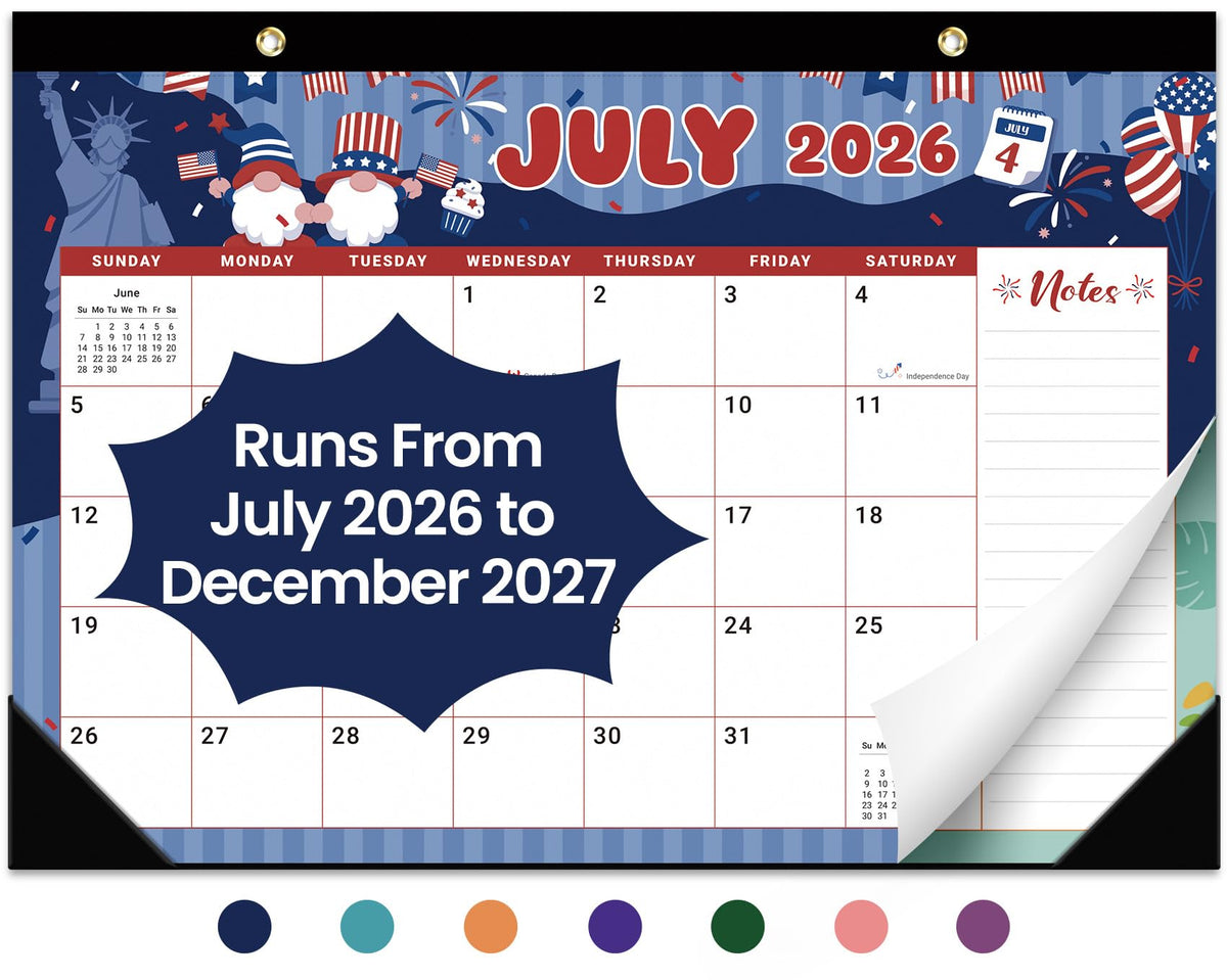 Taja Desk Calendar 2026-2027, Jul 2026-Dec 2027, 18-Month, 17" x 12"