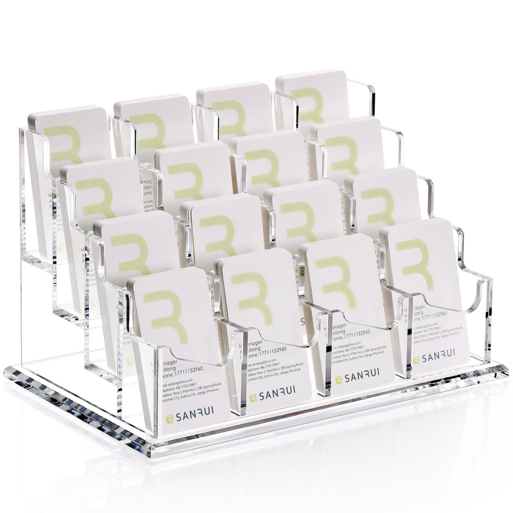 SANRUI Acrylic Business Card Holder for Desk, Clear Vertical Card Organizer