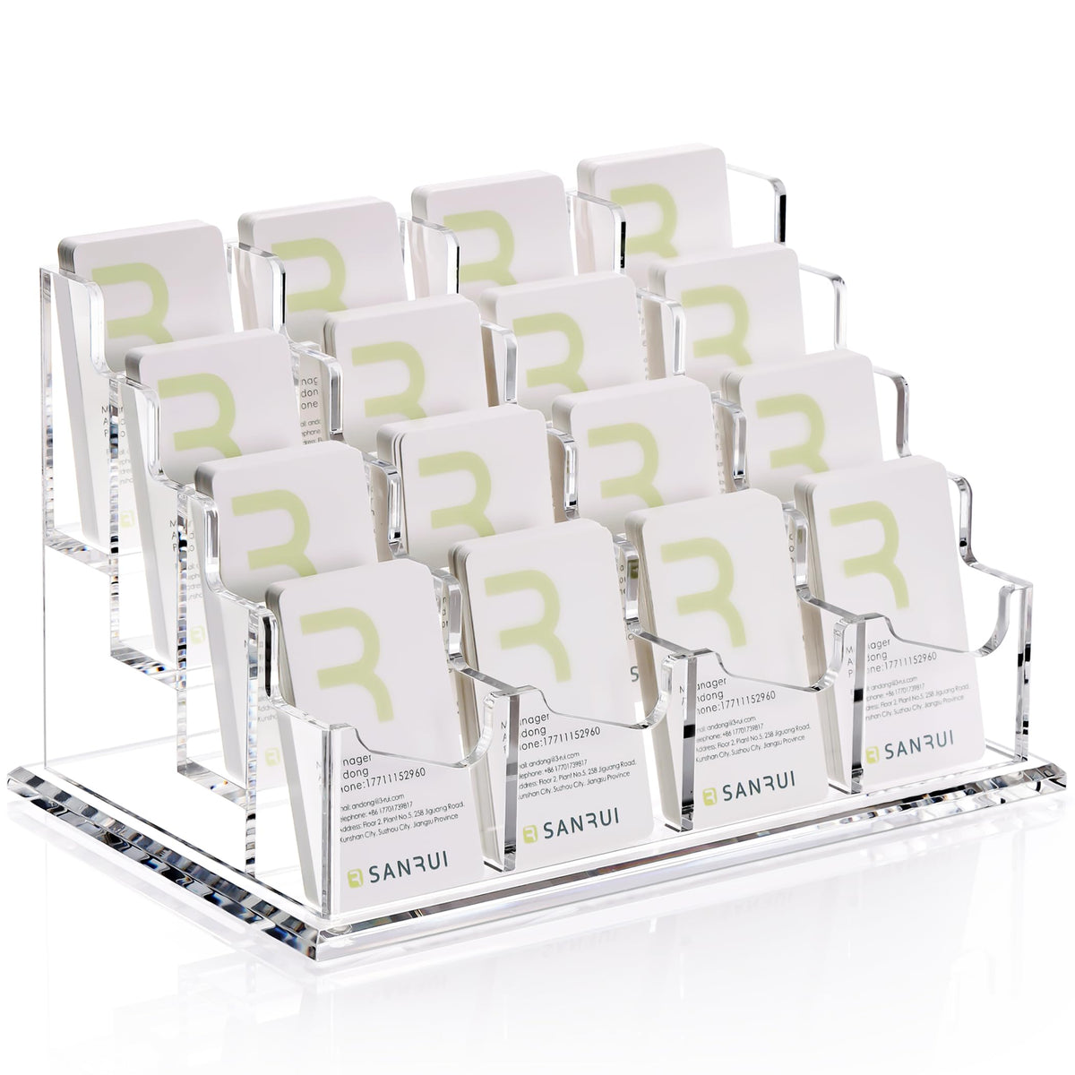 SANRUI Acrylic Business Card Holder for Desk, Clear Vertical Card Organizer