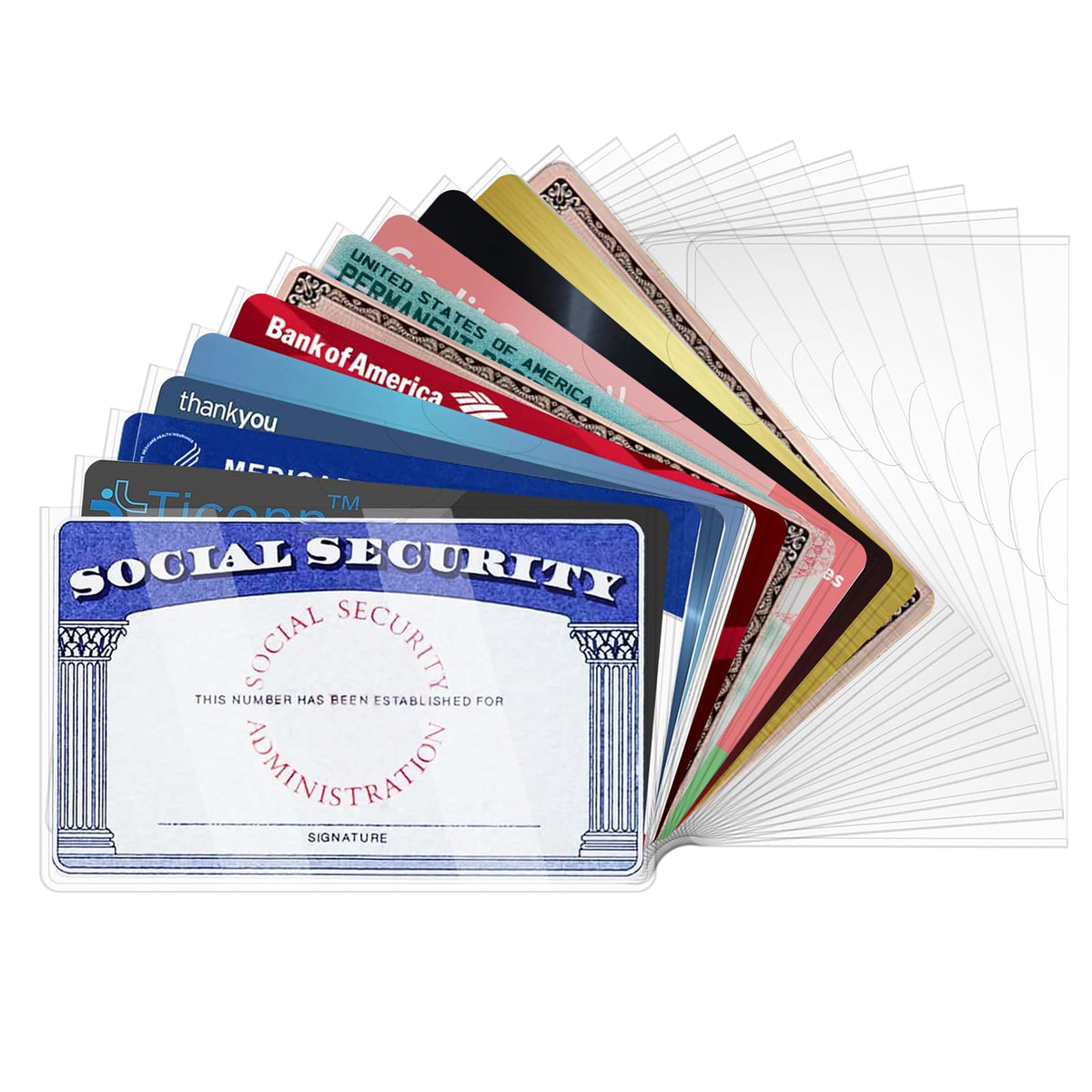 10 Pack Social Security Card Protector Medicare New Credit Card Holder,24 Mil Soft Clear Card for Waterproof SSN Card Protector，ID/Debit/Credit Card Covers Sleeve(10)
