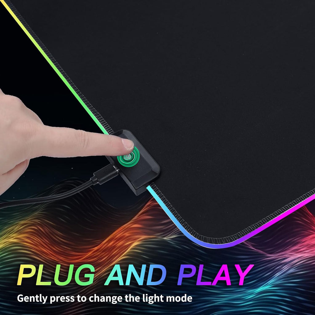 TIDALSOIL RGB Gaming Mouse Pad, 31.5x11.8 in Extended LED Desk Mat, Black