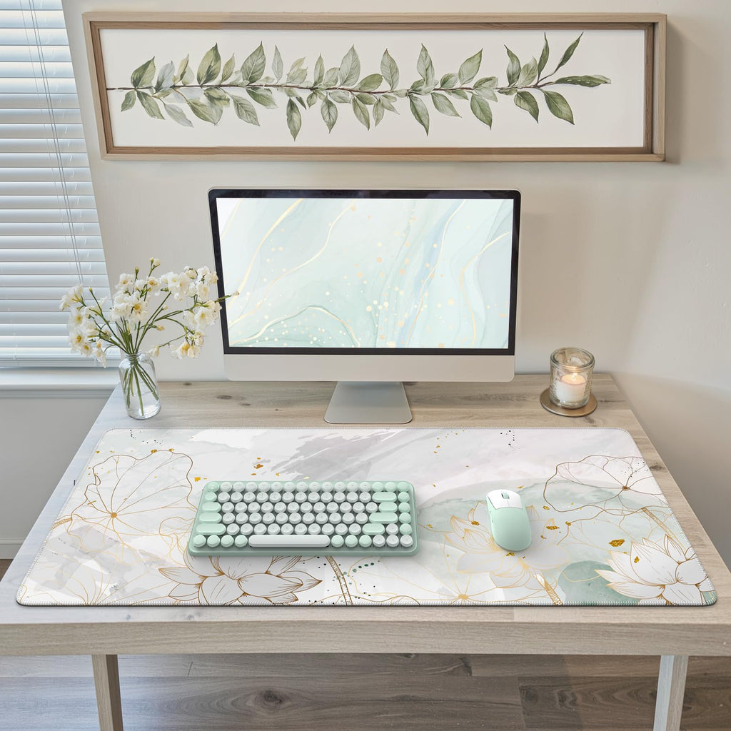 iCasso Desk Cover Mat, Office Mouse Pad,35.4x15.7in,Retro Black