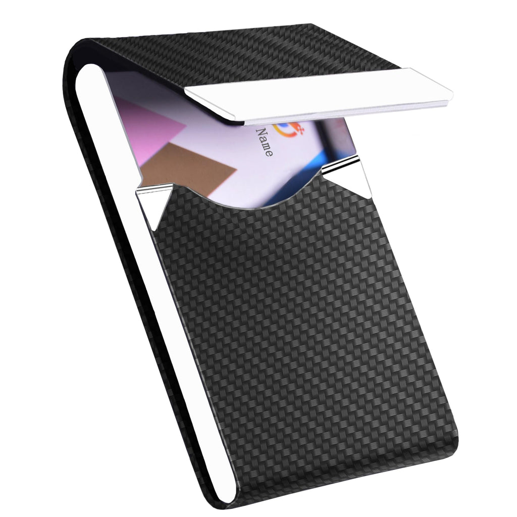 Business Card Holder PU Leather&Metal Business Card Case,Black1