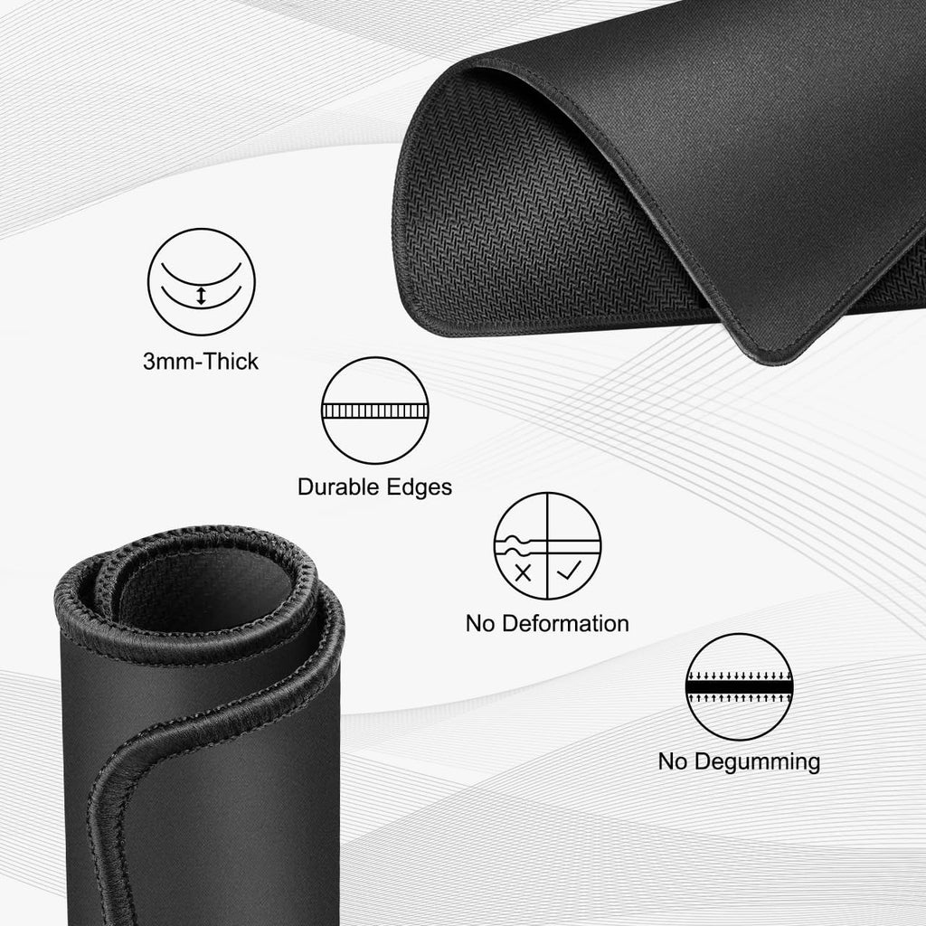 JIKIOU 3 Pack Mouse Pad with Stitched Edge, Perfect Size 10.2x8.3in Black