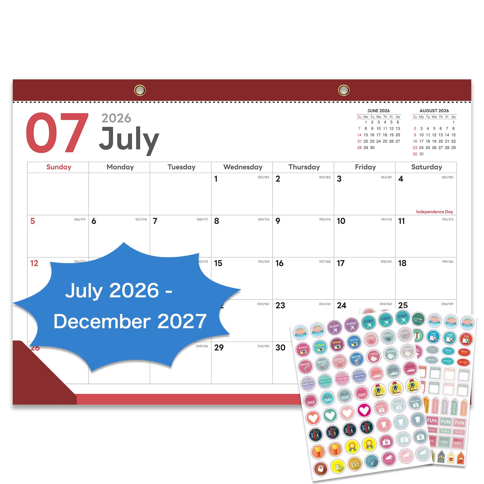 Desk Calendar 2026-2027 - 18 Month Desk Calendar july 2026-2027 Dec, 17" x 12", Large Desk Calendar with Thick Paper, Plastic Cover, Stickers, Home or Office Calendar for Easy Organizing