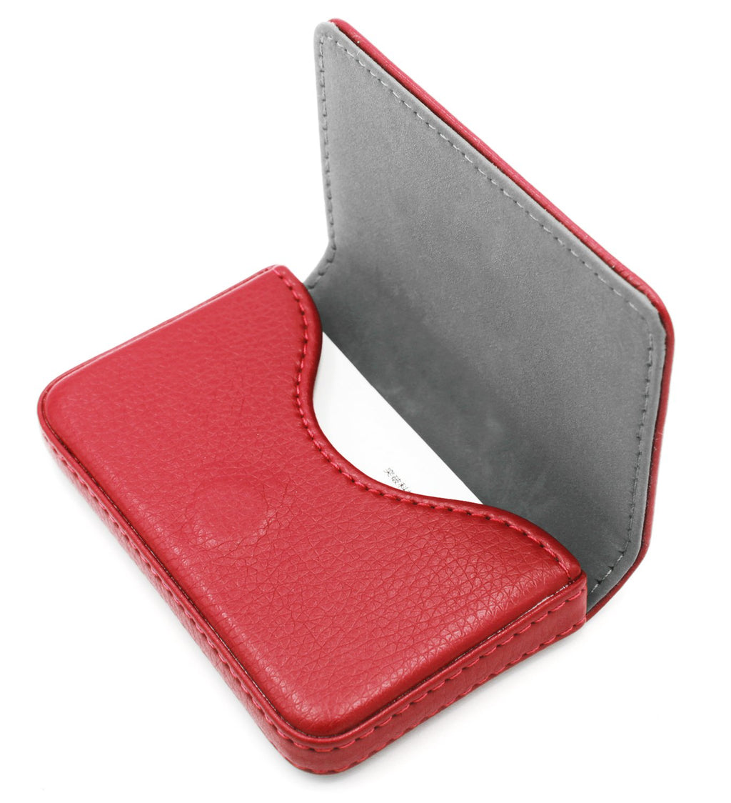 RFID Blocking Wallet - Minimalist Leather Business Credit Card Holder with Magnetic - Red