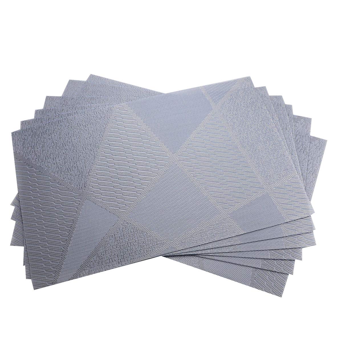 Place Mats PVC Set of 6, Table Placemats Set of 6 PVC Table Mats Natural Color (6 pcs, Red Leaves)