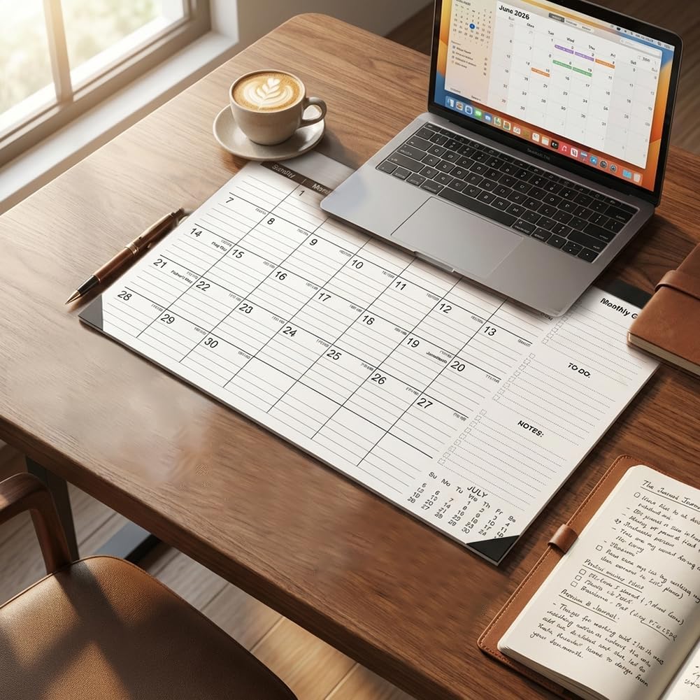 Large Desk Calendar 2026-2027, 17" x 12" Desk Pad Calendar, 19-Month Planner (Jun 2026–Dec 2027), Thick Paper Reduces Ink Bleed-Through, Previous/Next Month Reference, for Home Office School