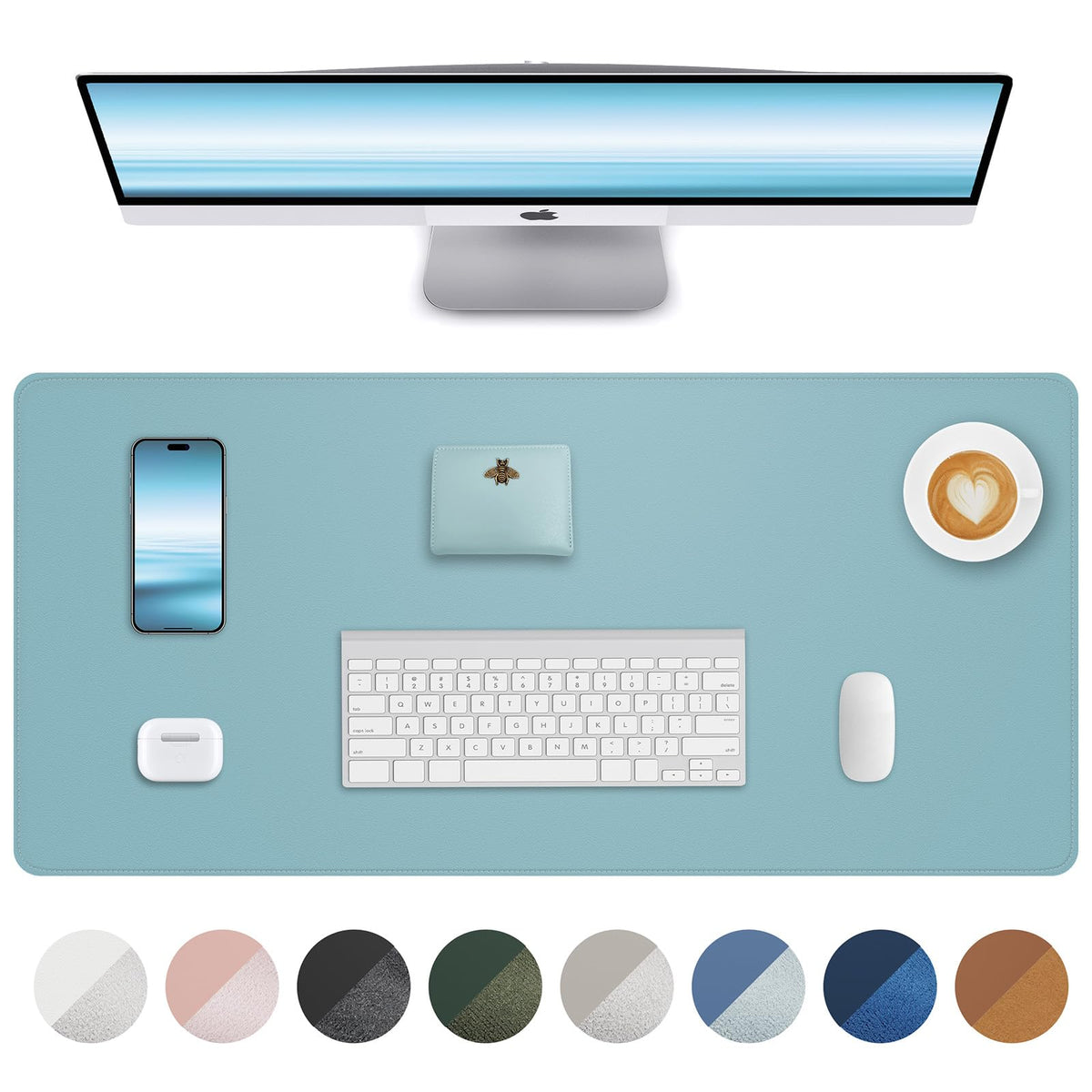 AFIING Large Desk Mat 55" x 24" - PU Leather Desk Pad Protector, Waterproof Non-Slip Extended Mouse Pad for Office Desk, Keyboard, Laptop and Home Workspace (Black)