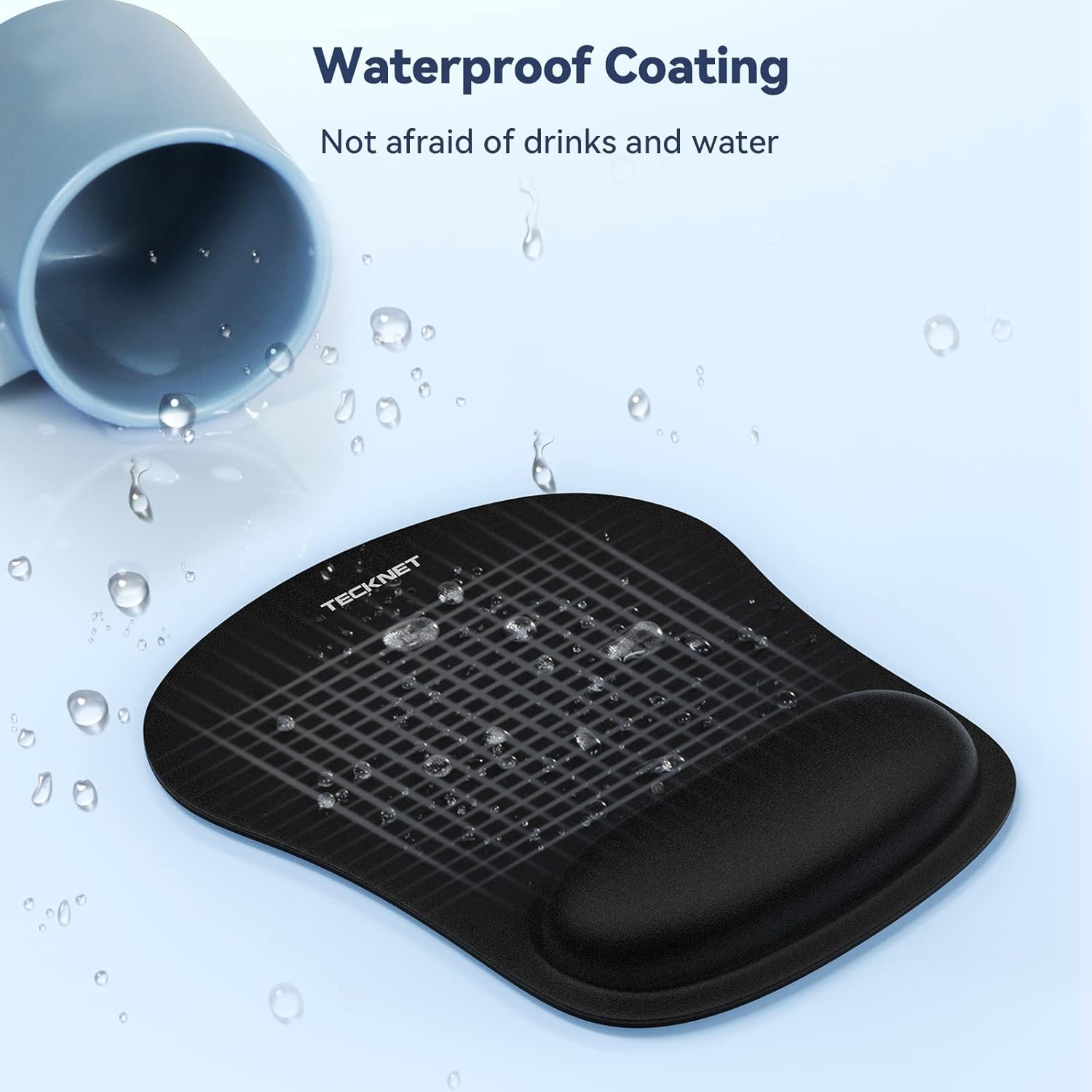 TECKNET 2 Pack Gaming Ergonomic Mouse Pad with Wrist Support Black