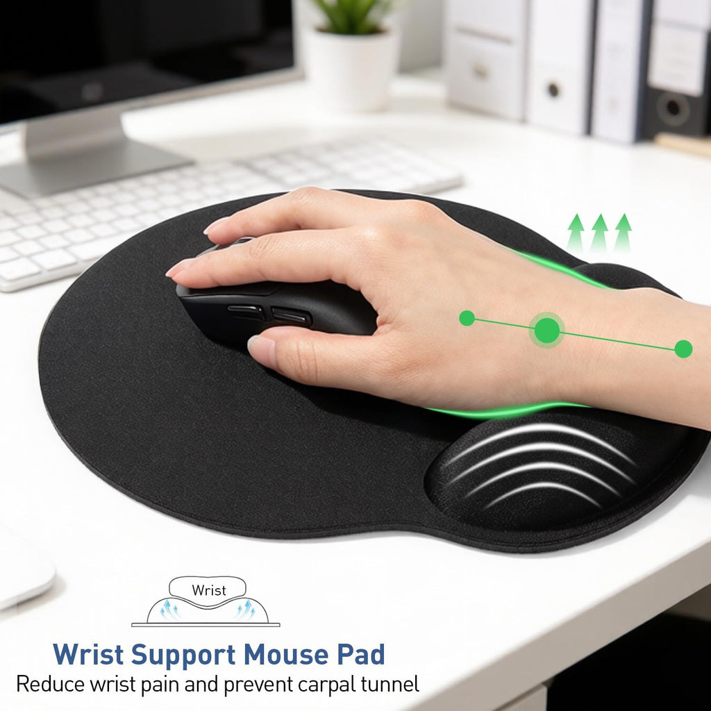 2 Pack Ergonomic Gaming Mouse Pad with Wrist Support—Black