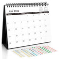 SKYDUE Desk Calendar 2026-2027, Jul 2026 to Dec 2027, 18 Months Small Desk Calendar with Planner Stickers, 10" x 8" Desktop Calendar Planner Standing Flip, Black