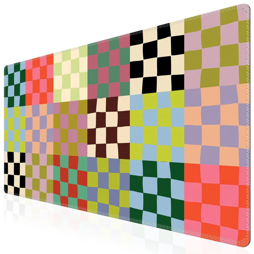 iCasso Desk Mat,Cute Desk Cover for Women,35.4x15.7in,Checkered