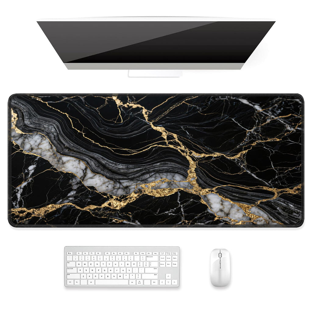 Auhoahsil Desk Mat, Ultra Large Mouse Pad, XXL Gaming Mousepad, Green Tropical Leaves Deskpad, Big Extended Full Size Mouse Pad, Desktop Desk Matt for Keyboard, Laptop & Computer, 35.5 x 15.7 in