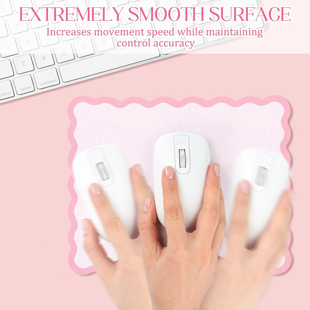 Kingdder Cute Scalloped Mouse Pad Non-Slip Mousepad 9.8x7.9in,Pink