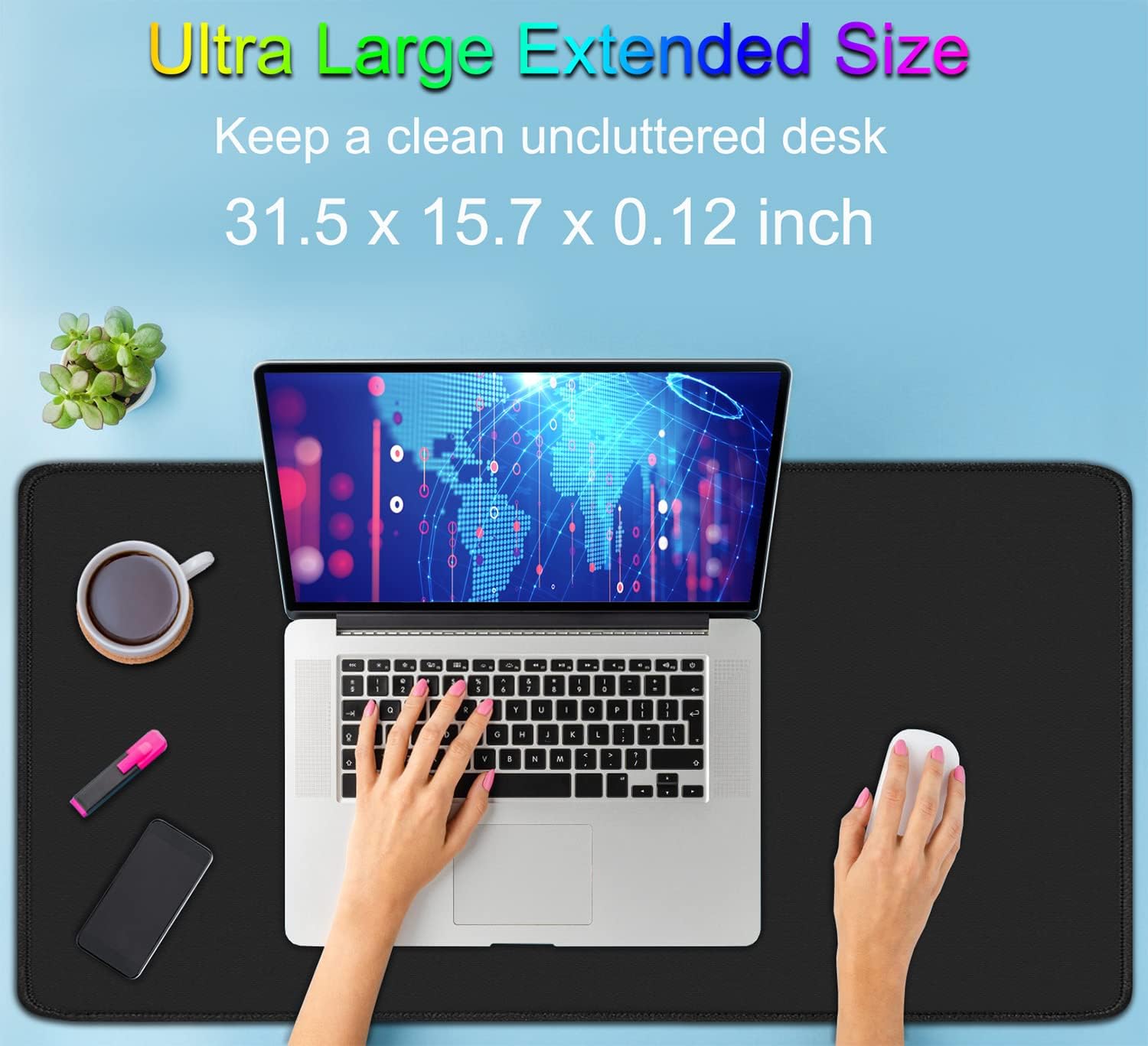 Large Extended Gaming Mouse Pad with Stitched Edges (31.5X15.7In) Mousepad
