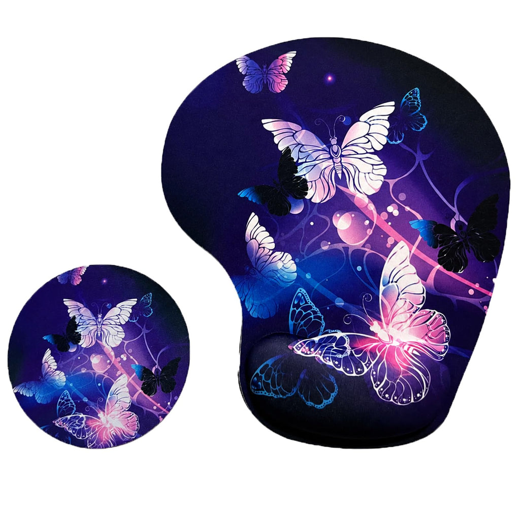 Mouse Pad with Wrist Support, Ergonomic Mouse Pads with Memory Foam Wrist Rest, Easy Typing Pain Relief, Comfortable Home Office Computer Wrist Support Pads for Working Studying Gaming, Purple