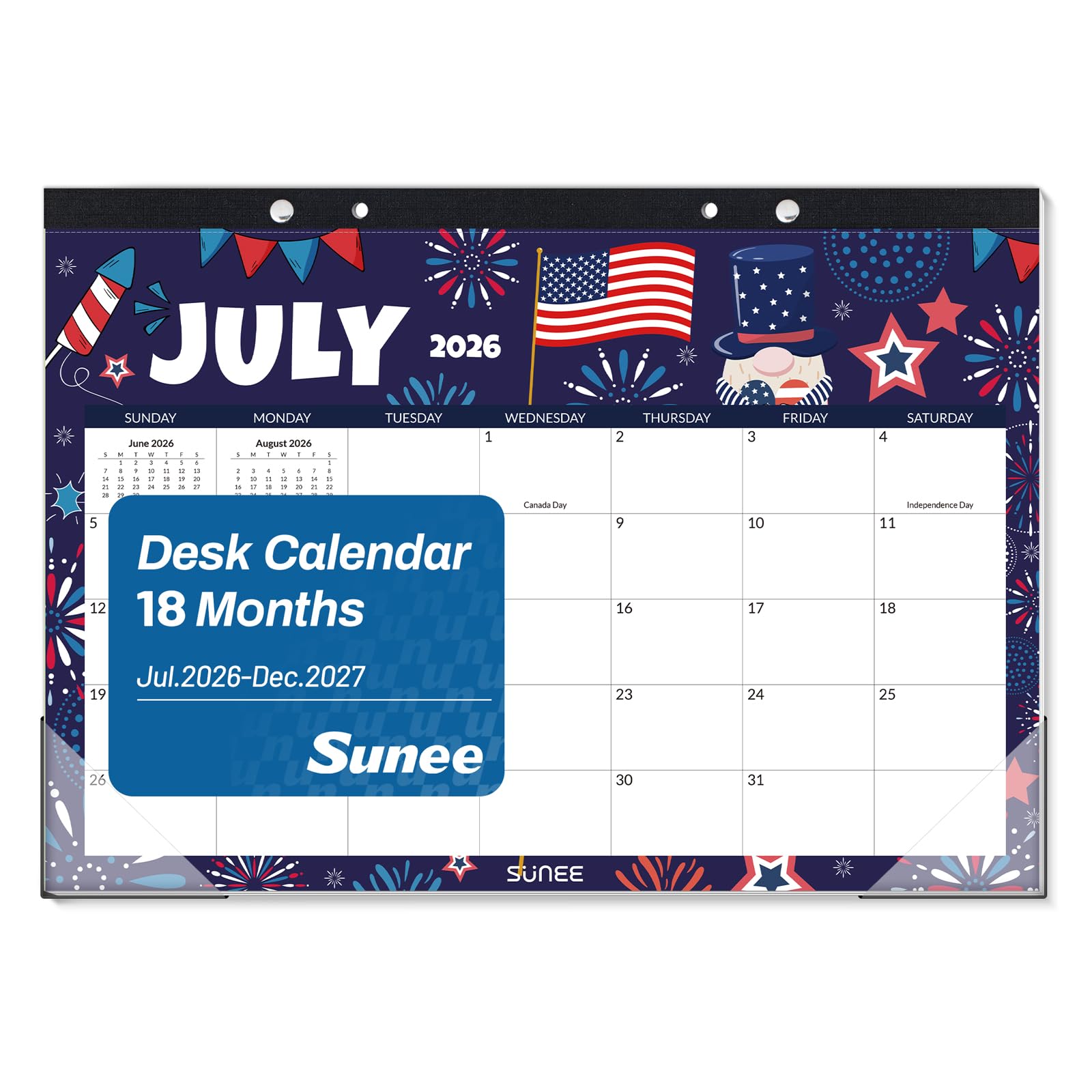 SUNEE Desk Calendar 2026-2027, 17" x 12", 18-Month Monthly Desk Calendar from Jul. 2026 - Dec. 2027, Academic Desk Calendar for Teacher, School, Seasons Color
