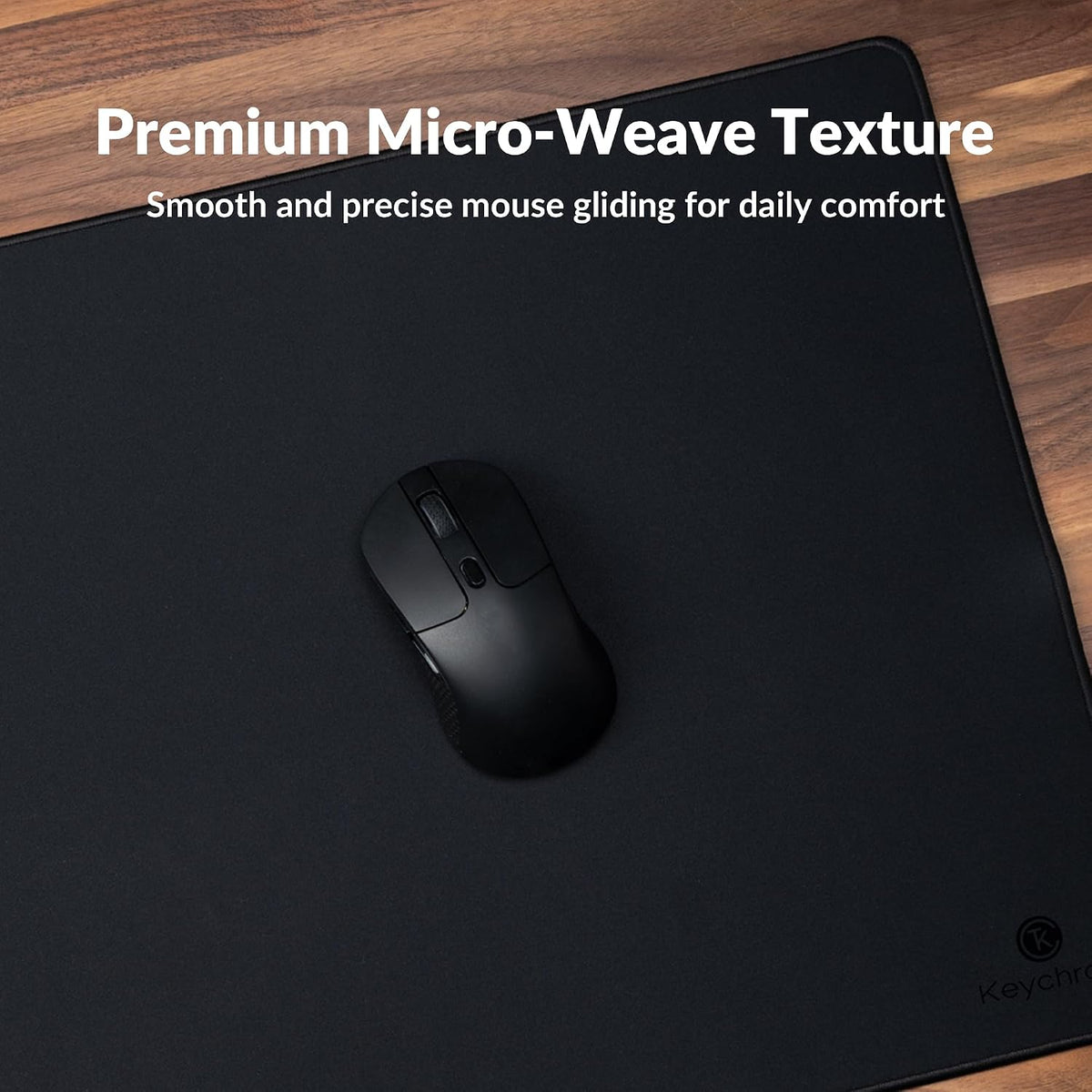 Keychron XL Gaming Mouse Pad Desk Mat, 35.4" × 15.7", Soft Micro-Weave Surface, Non-Slip Rubber Base, Anti-Fray Stitched Edges, Extended Large Mousepad for Gaming & Office – Black