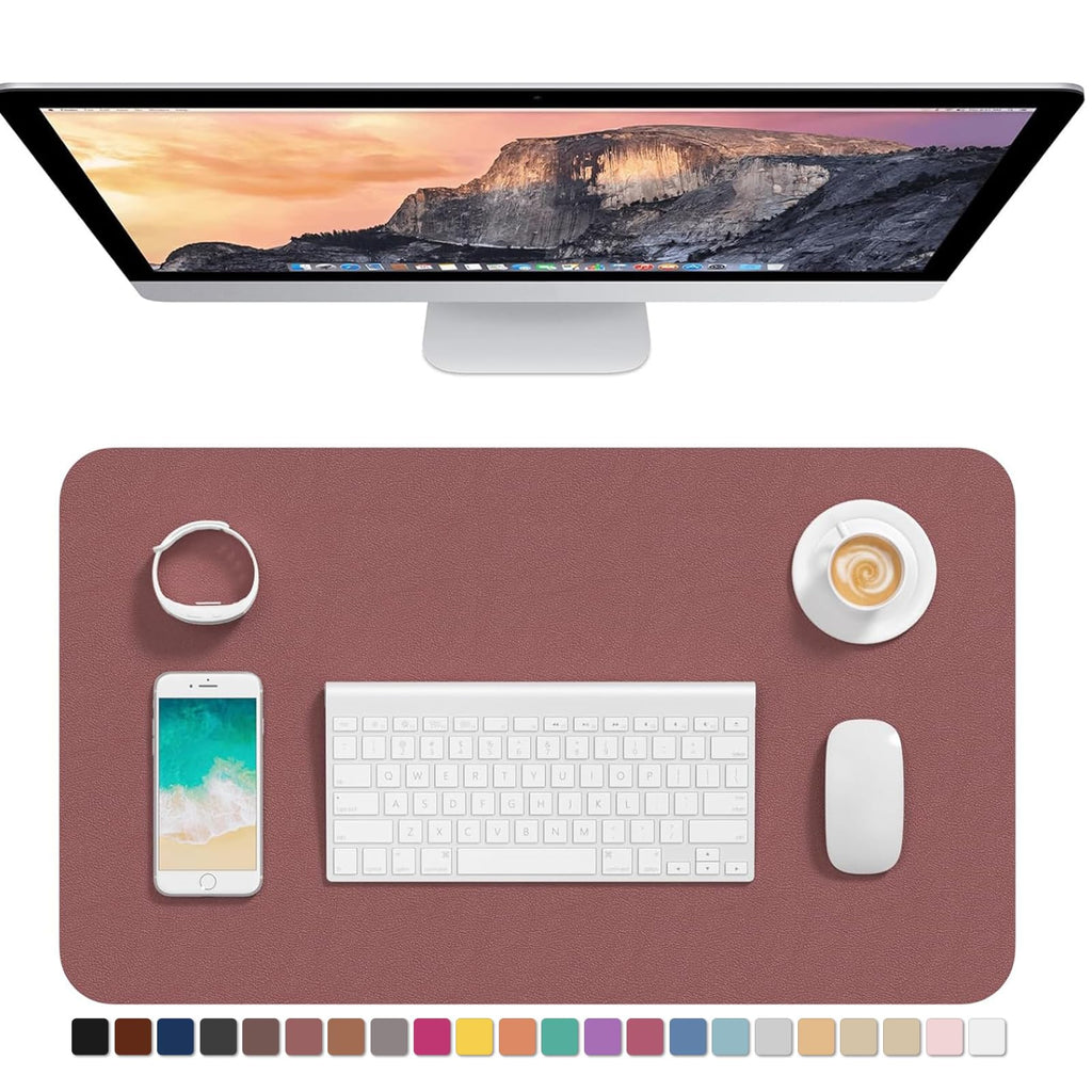 Hsurbtra Desk Pad, 30" x 14" PU Leather Desk Mat, XL Extended Mouse Pad, Waterproof Desktop Blotter Protector, Non-Slip Ultra Thin Large Laptop Keyboard Writing Mat for Office Home, Pink