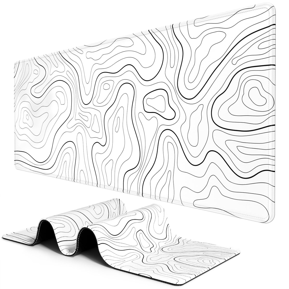 BOSOBO Extended Gaming Desk Mat, XXL Full Cover 31.5 x 11.8 Inches, Black Leopard Print