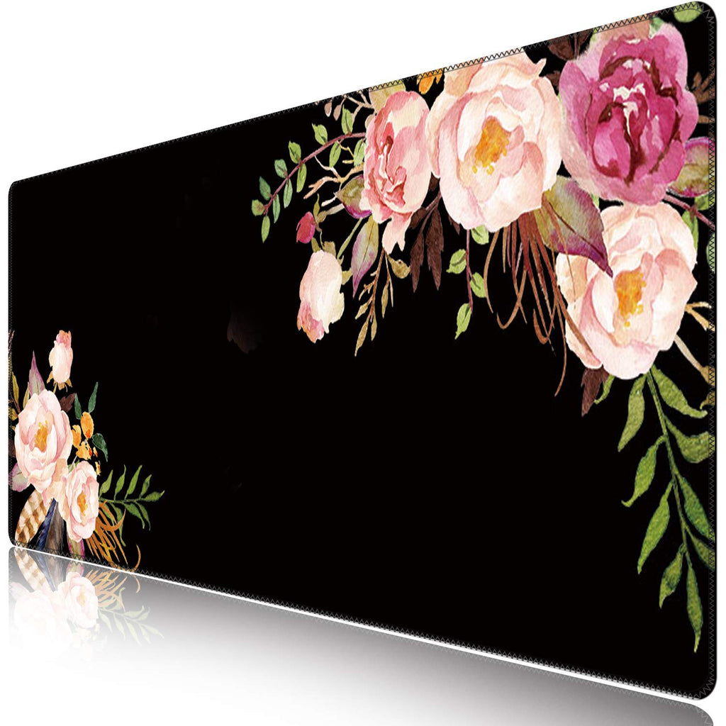 iCasso Desk Cover Mat, Office Mouse Pad,35.4x15.7in,Retro Black