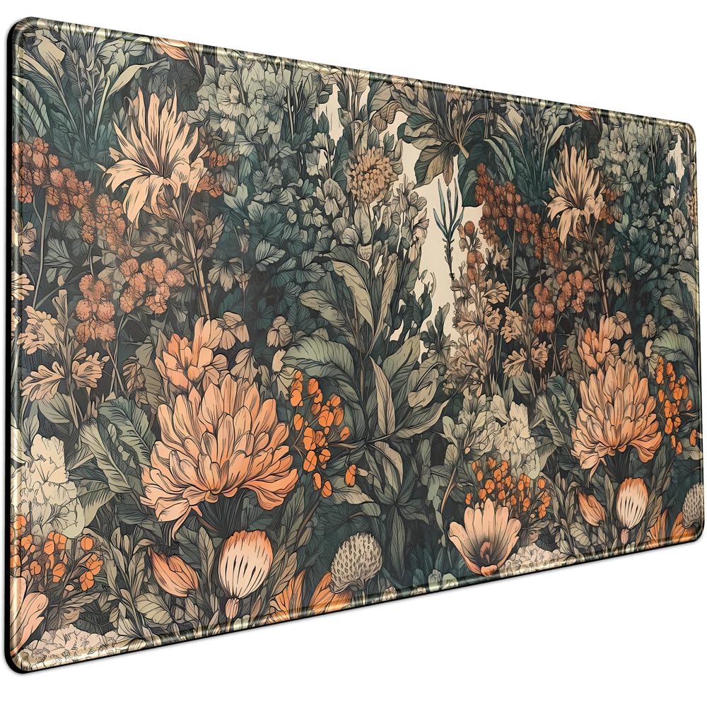 Black Vintage Desk Pad - Large Mouse Pad & Laptop Keyboard Mat - Non-Slip Base - 31.5 x 15.8 in - Gaming & Office Desk Decor