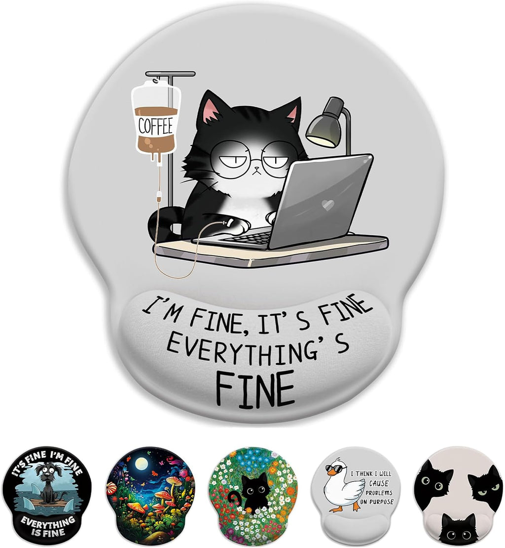 LIMKRIAN Funny Ergonomic Mouse Pad with Wrist Rest, Cat Desk Decor Gifts