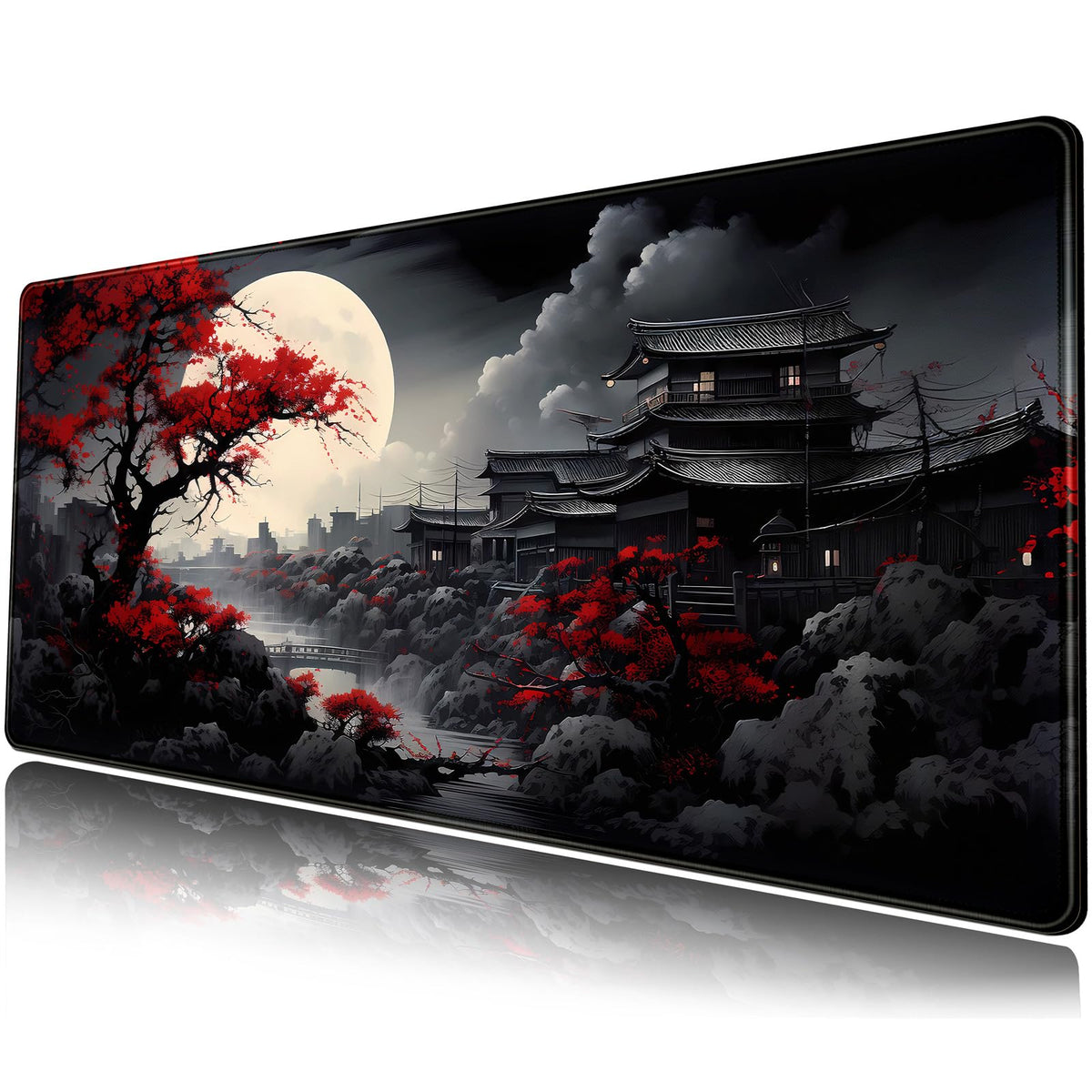 Dark Cottagecore Desk Mat Black Purple Flower XL Mouse Pad Large Gaming Mousepad Extended Vintage Aesthetic Desk Pad Keyboard Mouse Mat 31.5 x 11.8 in for Work Game Office Decor