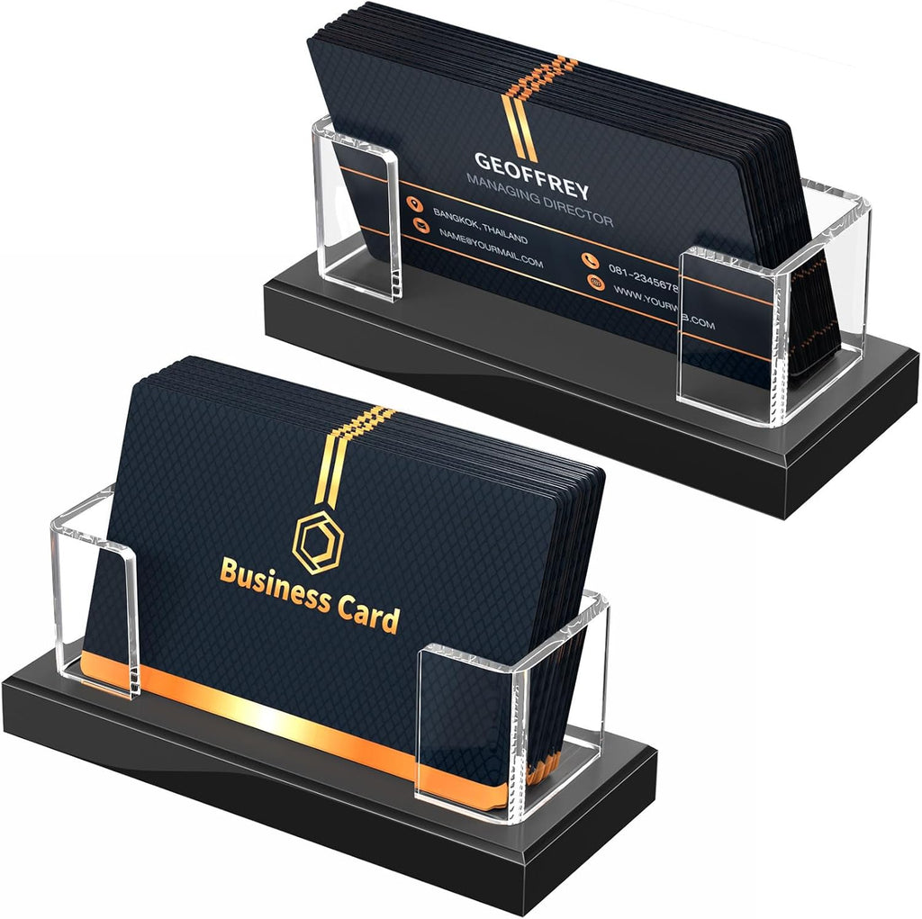 NIUBEE Acrylic Business Card Holder 2pcs, Gift Cards Display Stand for Desk