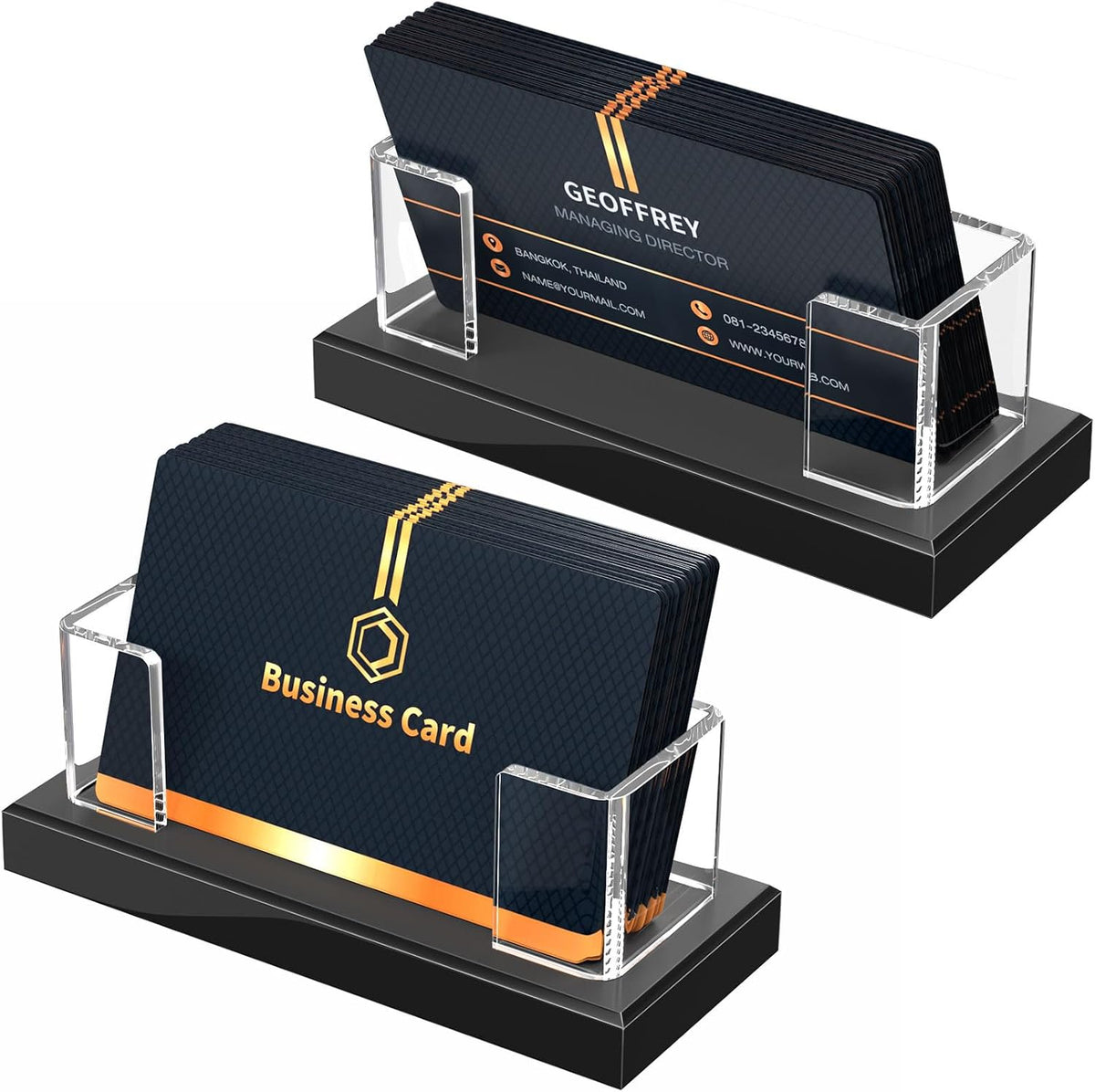 NIUBEE Acrylic Business Card Holder 2pcs, Gift Cards Display Stand for Desk