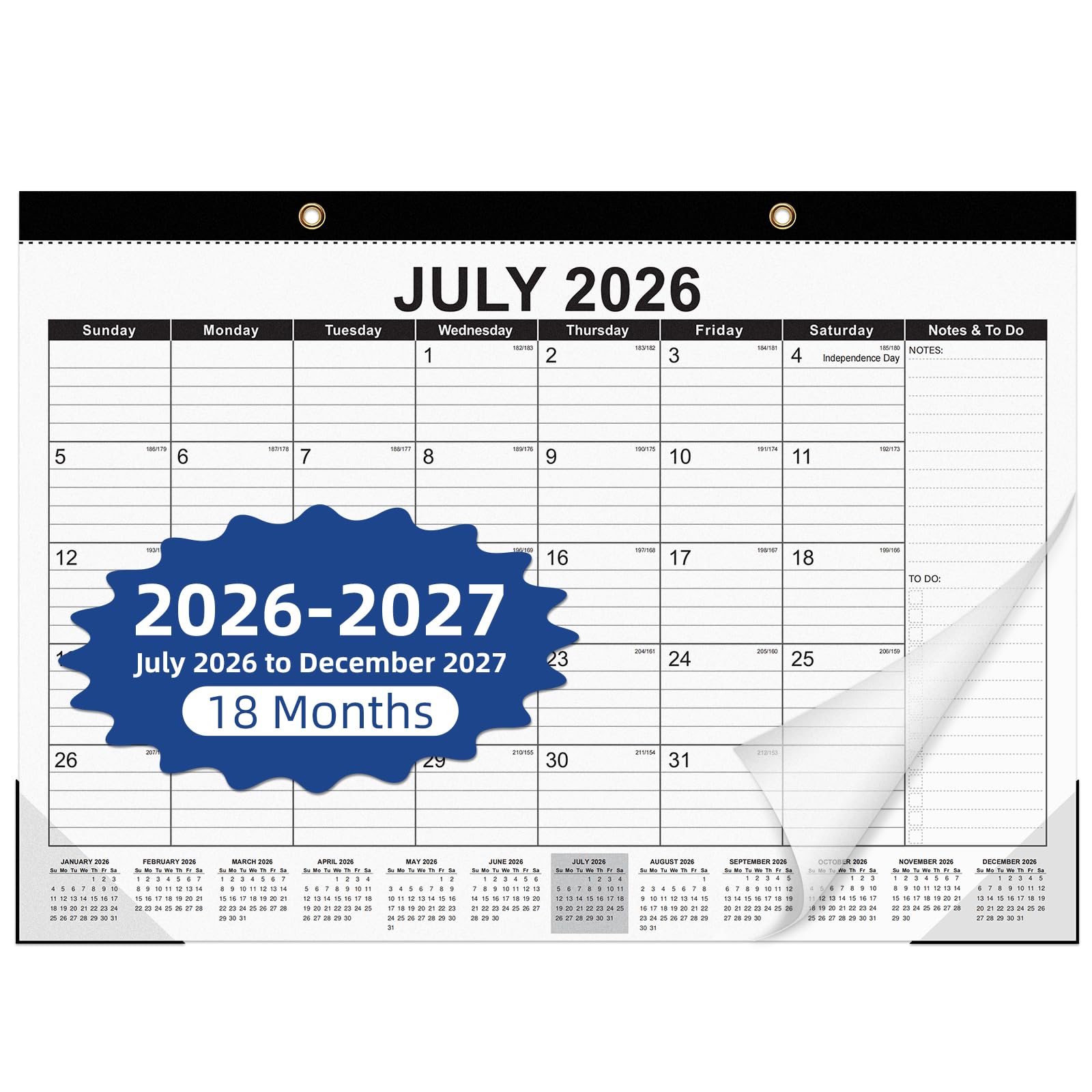 Tcamp Desk Calendar 2026-2027, Large Desktop/Wall Monthly Calendar