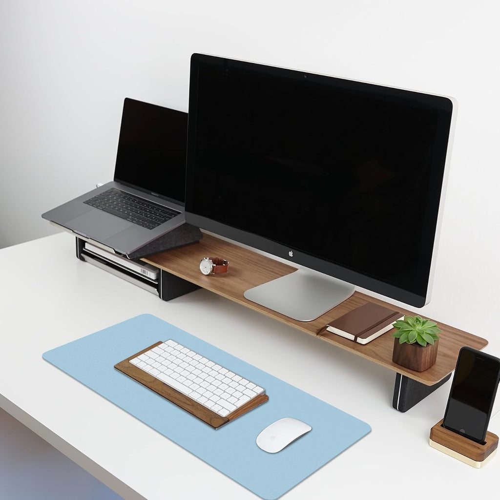 Leather Desk Pad Protector,Non-Slip Desk Pad(Black, 23.6" x 13.7")