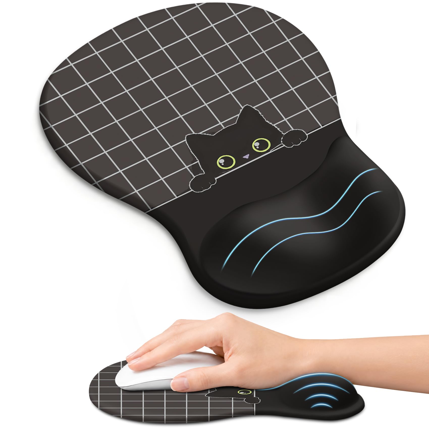 Ergonomic Mouse Pad with Wrist Rest, Gel Wrist Support, Black