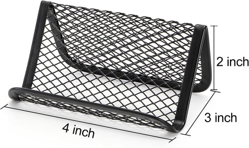 12 Pack Business Card Holder for Desk, Metal Mesh Business Card Stand Desktop Display Rack, Black Business Card Organizer Holds up to 50 Name Cards for Office
