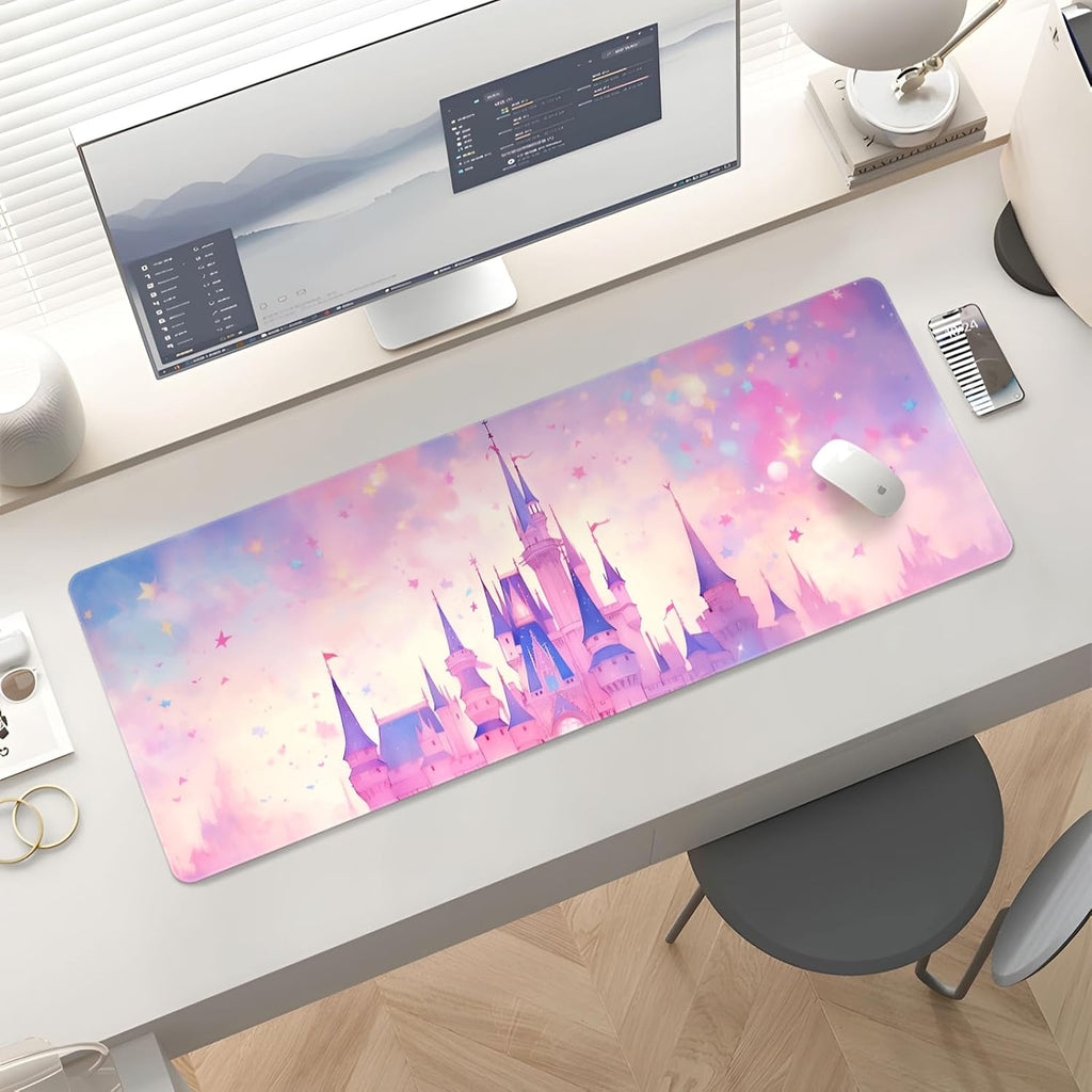 Cute Desk Mat for Keyboard Desktop Extra Large Mouse Pad, Castle