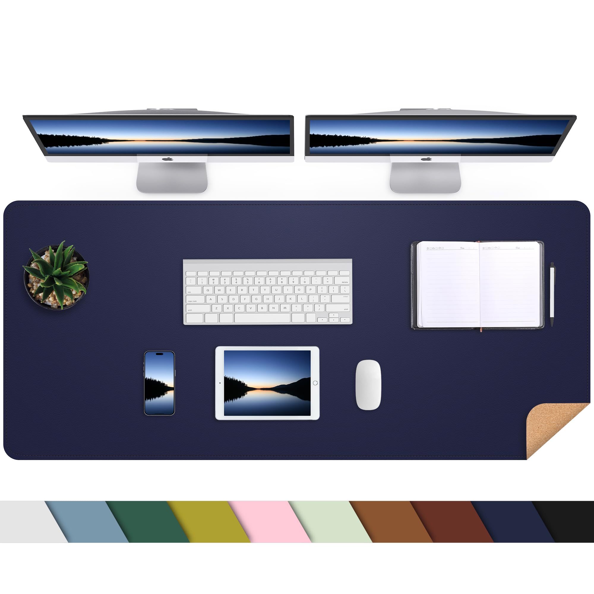 AFIING Large Desk Mat, 47" x 17", Black